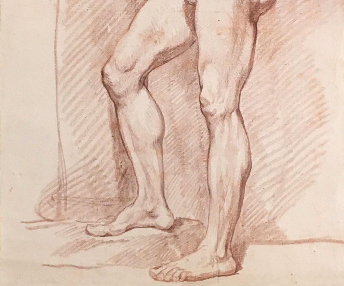 Lepicie Nicolas Bernard (1735-1784) Attributed To "man's Académy" Drawing In Red Chalk-photo-3