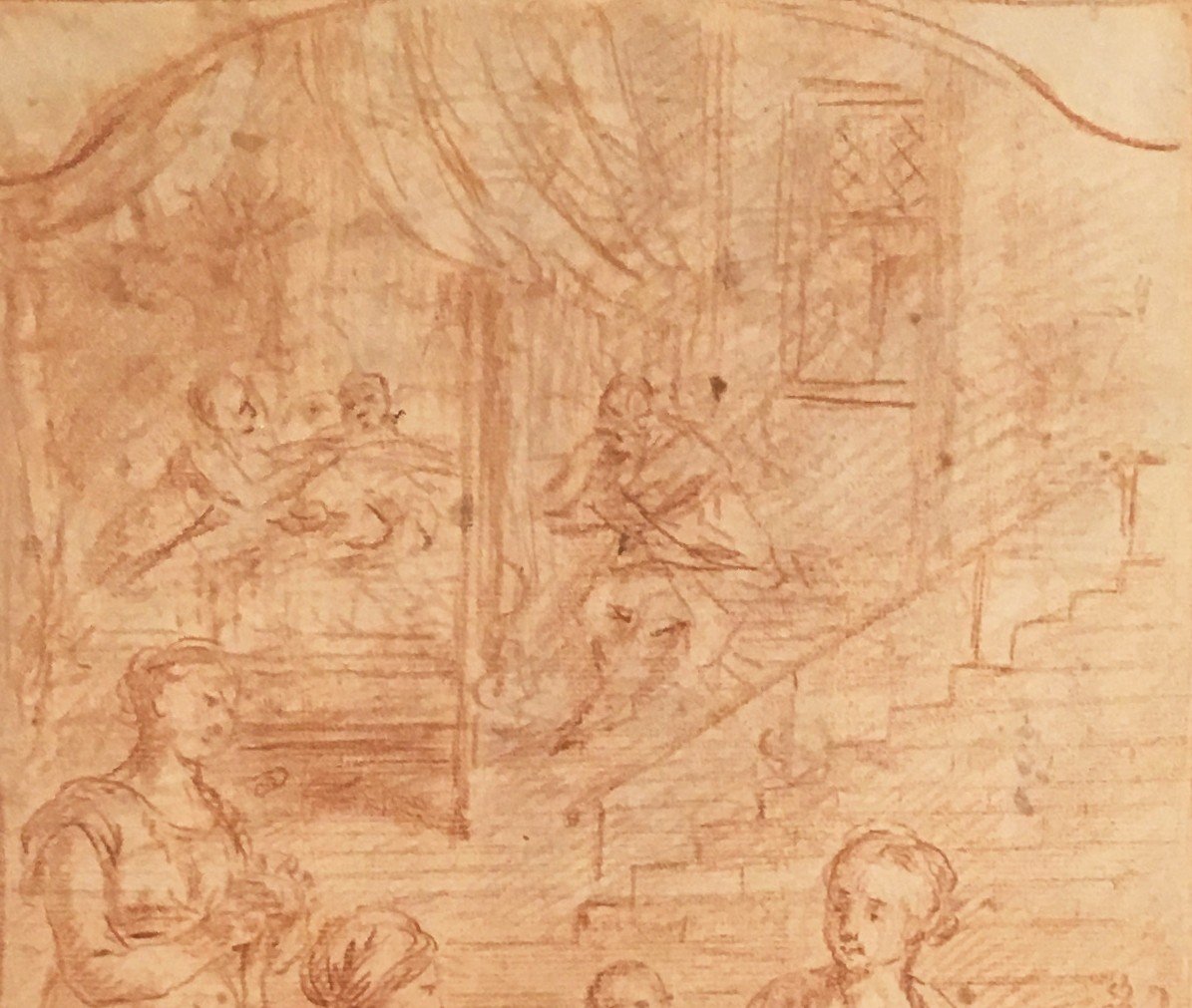 Parrocel Jean-françois (1704-1781) Attributed To, "religious Scene" Drawing With Red Chalk-photo-2