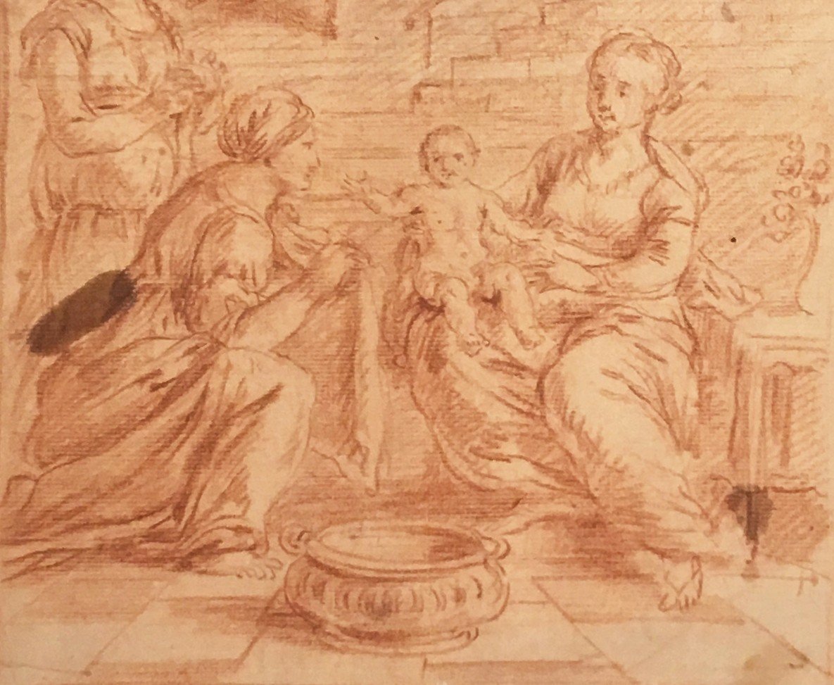 Parrocel Jean-françois (1704-1781) Attributed To, "religious Scene" Drawing With Red Chalk-photo-3