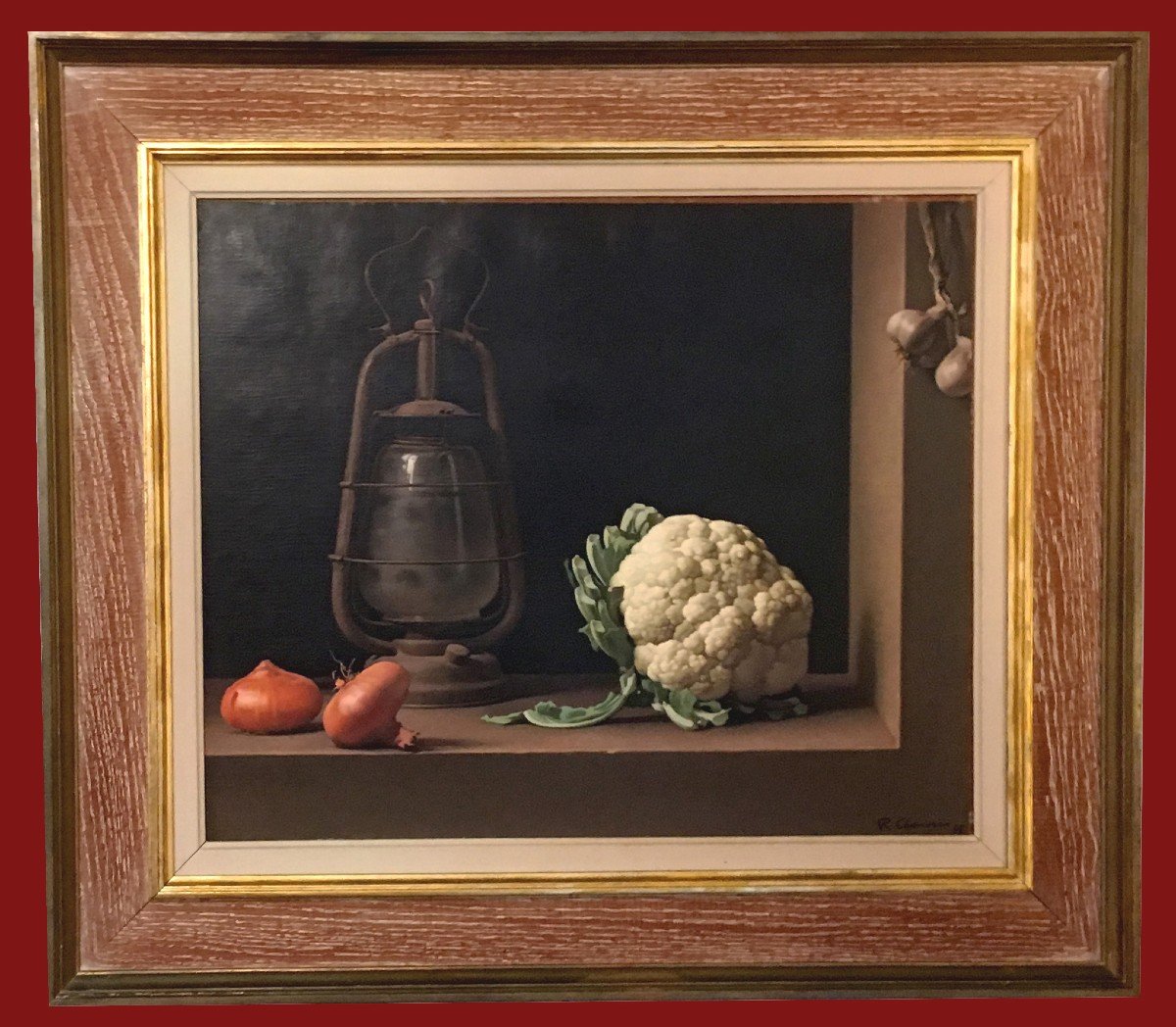 Chancrin René (1911-1981) "still Life With Cauliflower" Oil/canvas, Signed, Dated, 20th Frame