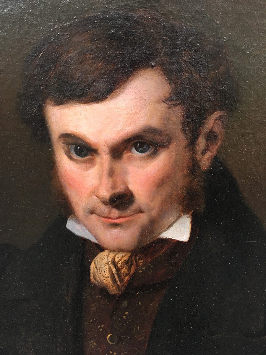 ECOLE FRANCAISE 19E SIECLE "Portrait d'homme" Huile sur toile, signé et daté, Cadre 19e-photo-2