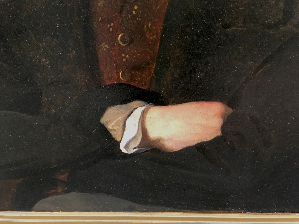 ECOLE FRANCAISE 19E SIECLE "Portrait d'homme" Huile sur toile, signé et daté, Cadre 19e-photo-3