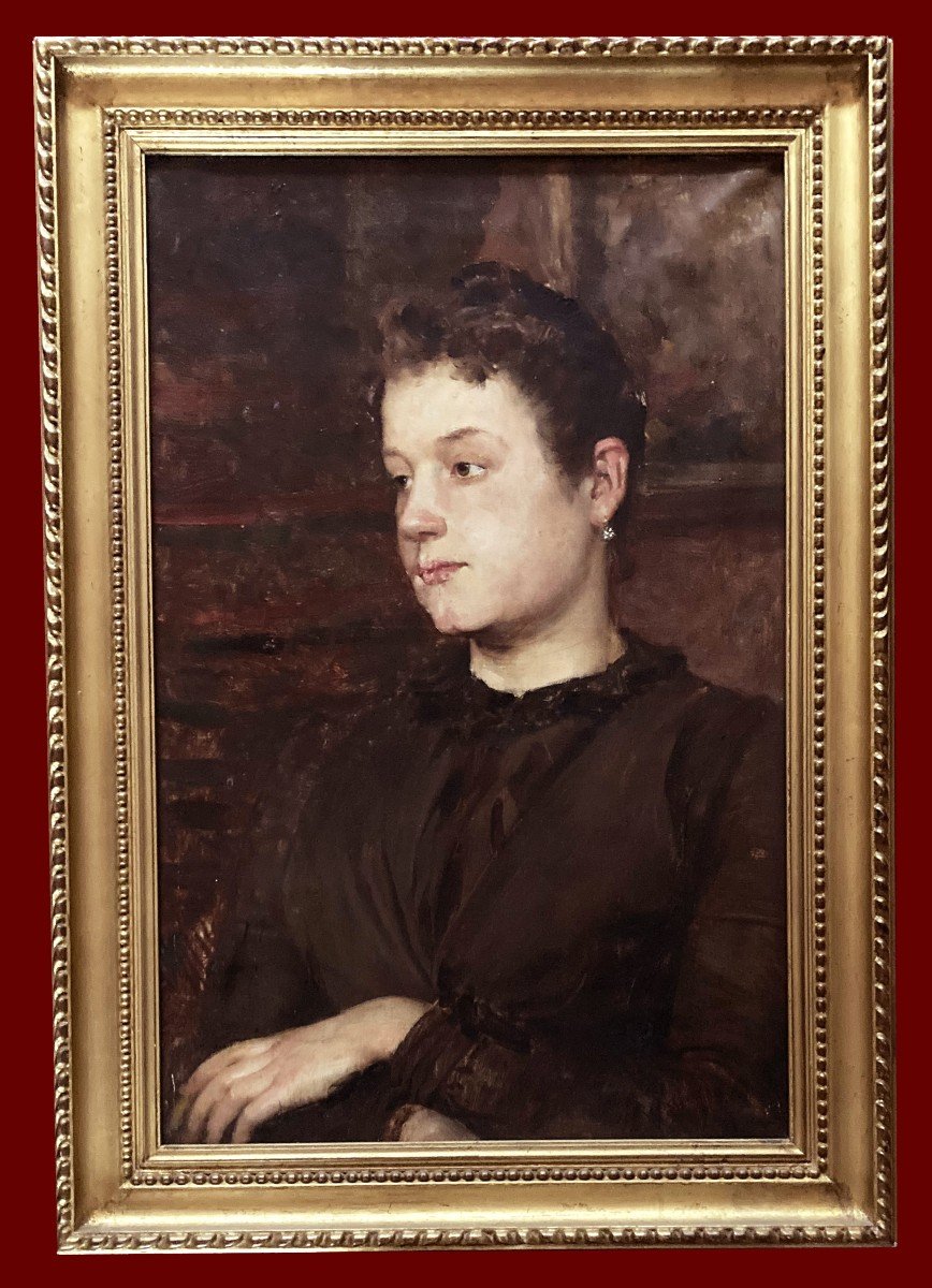 Calbet Antoine (1860-1942) "portrait Of A Young Woman" Oil On Canvas, Signed & Dated,19th Frame