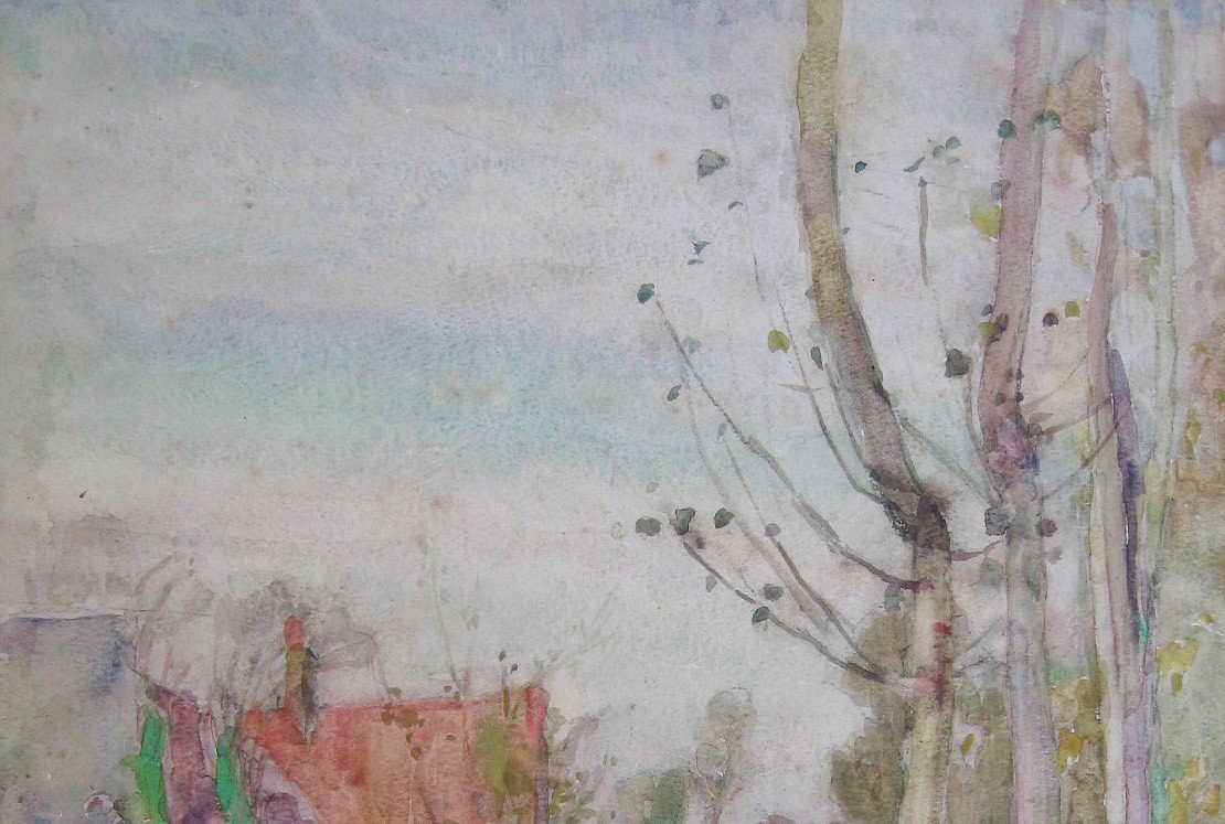 Davies David (1864-1939) Australian School "landscape" Watercolor, Signed-photo-2