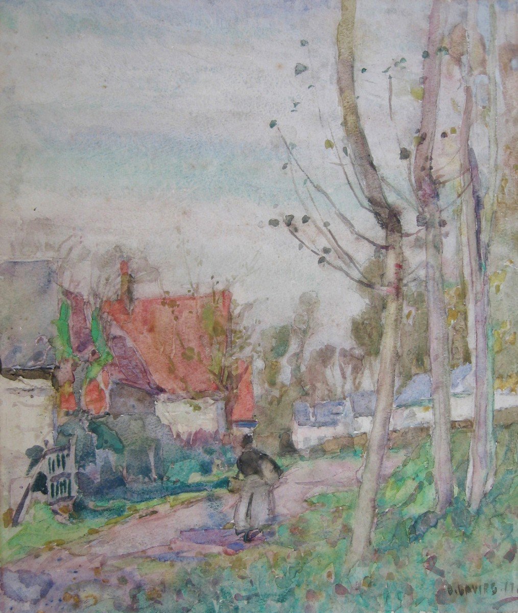 DAVIES David (1864-1939) Ecole australienne "Paysage" Aquarelle, signé