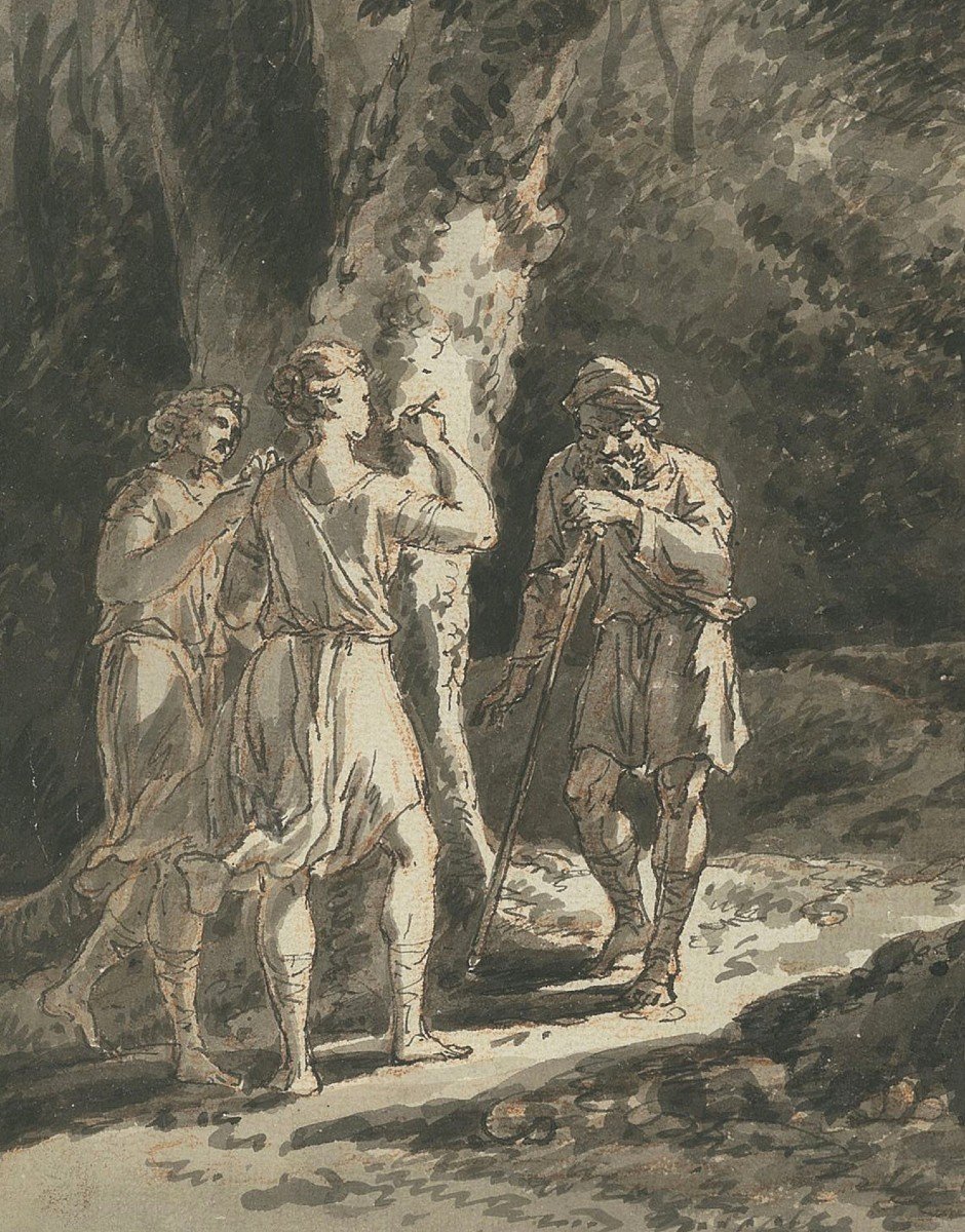 Constantin d'Aix Jean Antoine (1756-1844) "characters In A Landscape" Drawing/pen, Gray Wash-photo-4