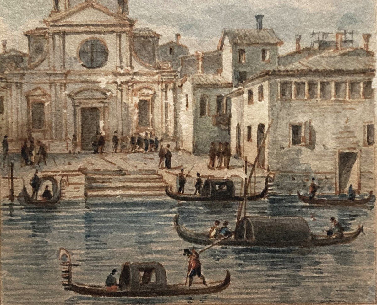 NICOLLE Victor-Jean (1754-1826) "Vue de l'église de St Antonio Di Castello, Venise" Aquarelle-photo-3