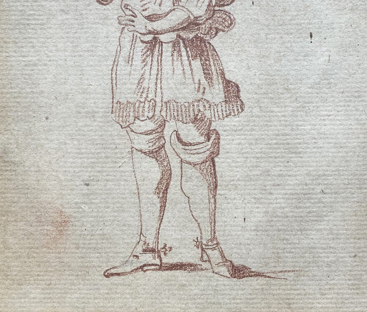 French School Early 18th Century "character Of The Comedy" Drawing In Red Chalk-photo-3