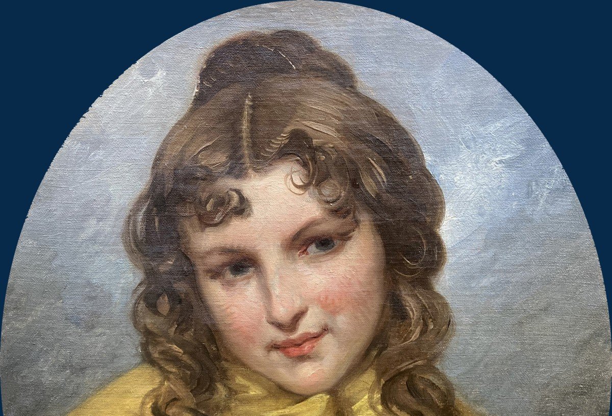COURT Joseph-Désiré (1797-1865) "Portrait de Marie" Huile sur toile, signé, Cadre 19e-photo-2