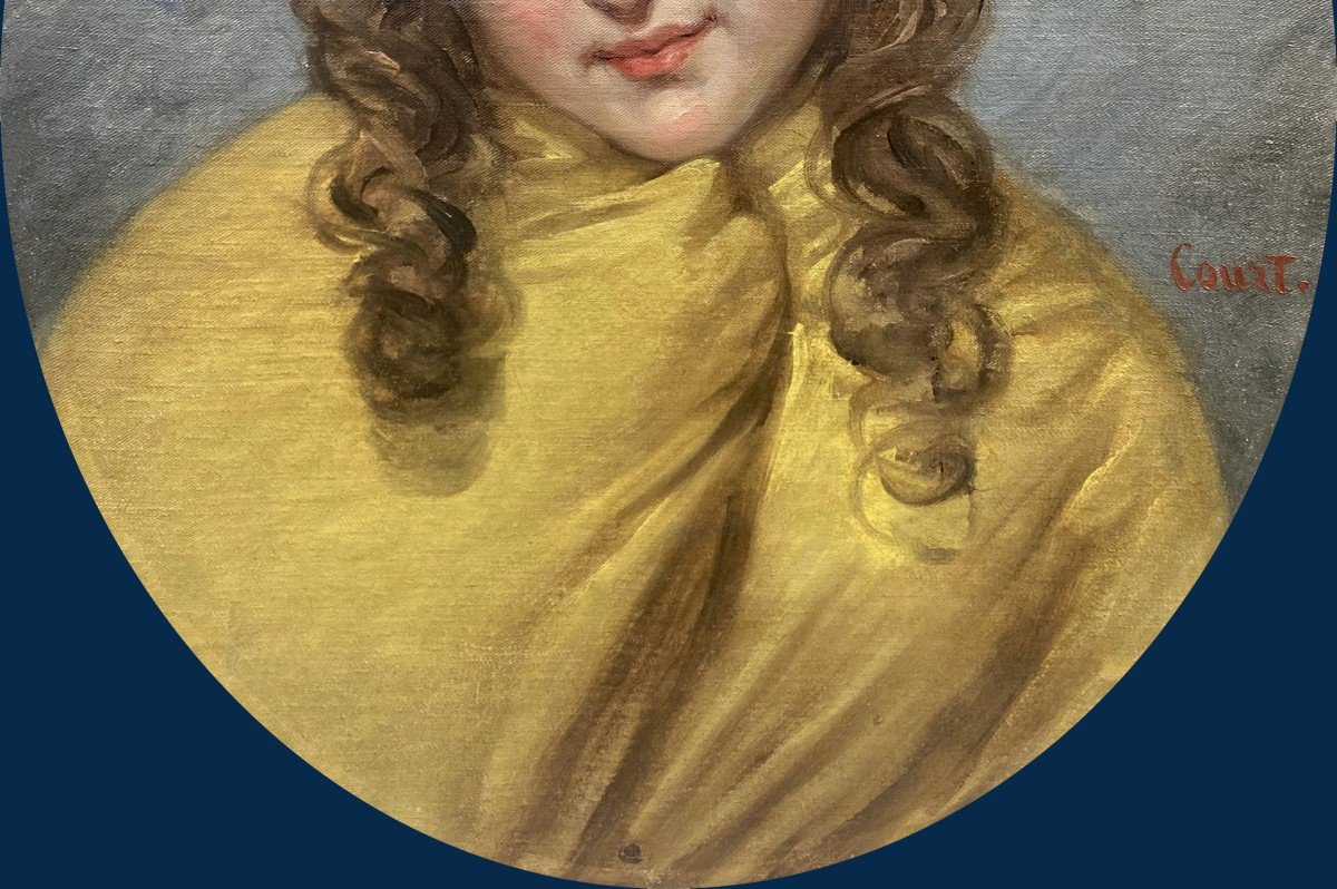 Court Joseph-désiré (1797-1865) "portrait Of Marie" Oil On Canvas, Signed, 19th Frame-photo-3