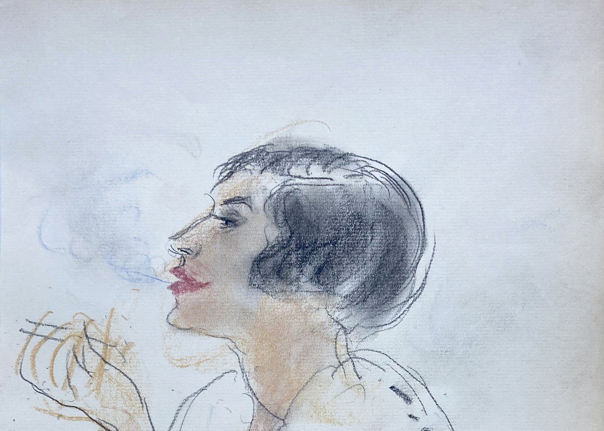 CAMOIN Charles (1879-1965) "Une élégante" Dessin/Pastel, signé, Ancienne collection Asselin-photo-2