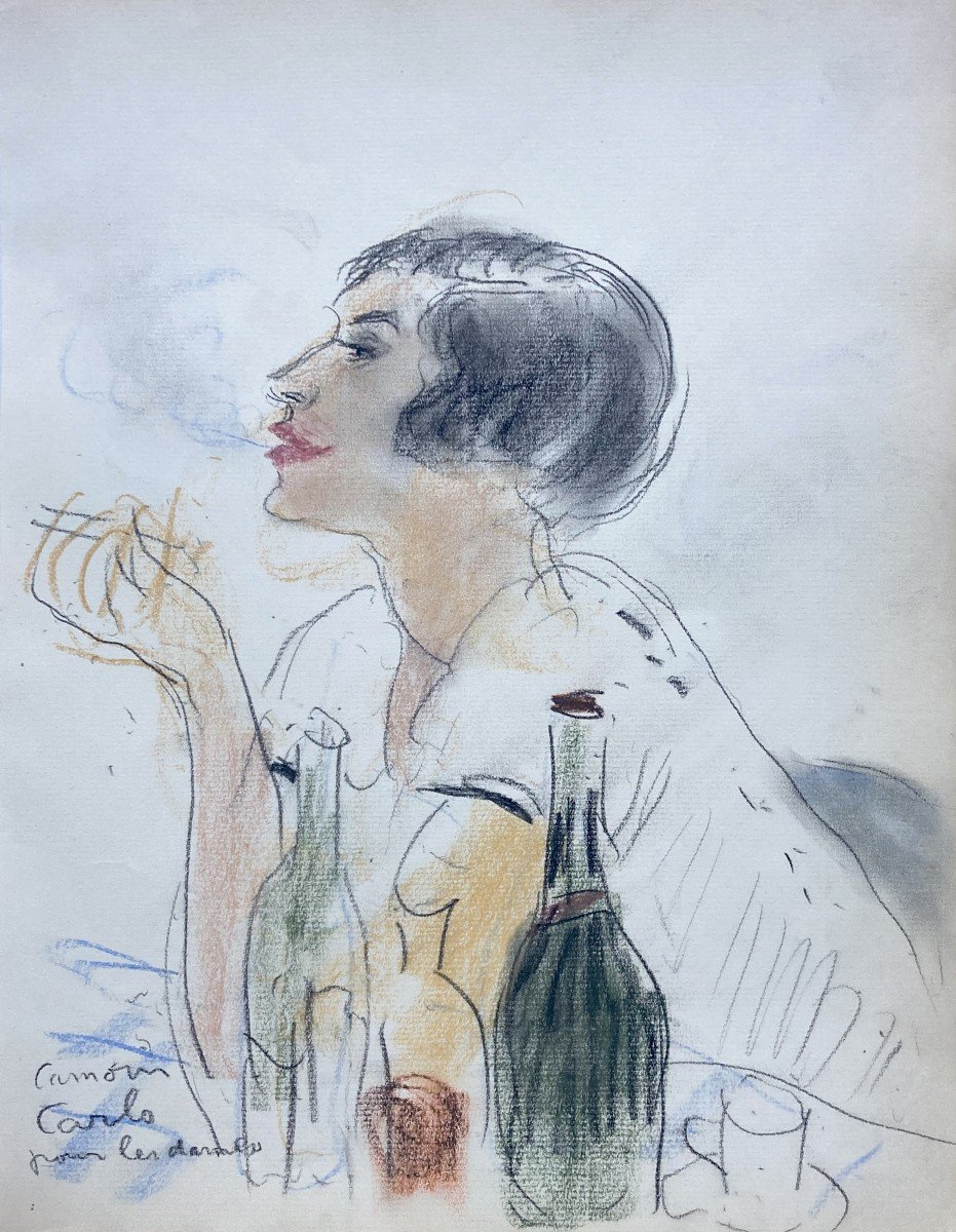 CAMOIN Charles (1879-1965) "Une élégante" Dessin/Pastel, signé, Ancienne collection Asselin