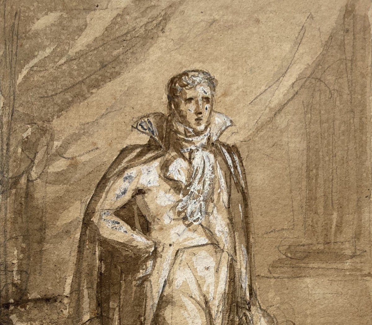 Gerard François (1770-1837) "presumed Portrait Of Eugène De Beauharnais" Drawing/black Pencil, Wash-photo-2