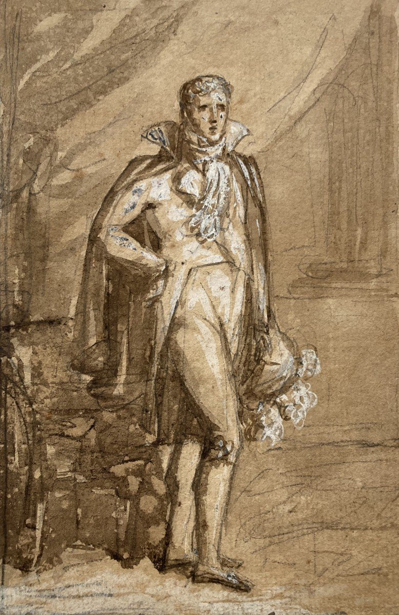 Gerard François (1770-1837) "presumed Portrait Of Eugène De Beauharnais" Drawing/black Pencil, Wash