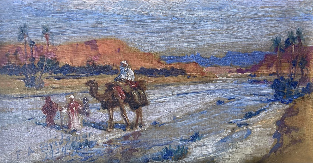 Bridgman Frederick Arthur (1847-1928) "oriental Landscape" Oil/panel, Signed, Dated, Frame 19th-photo-2