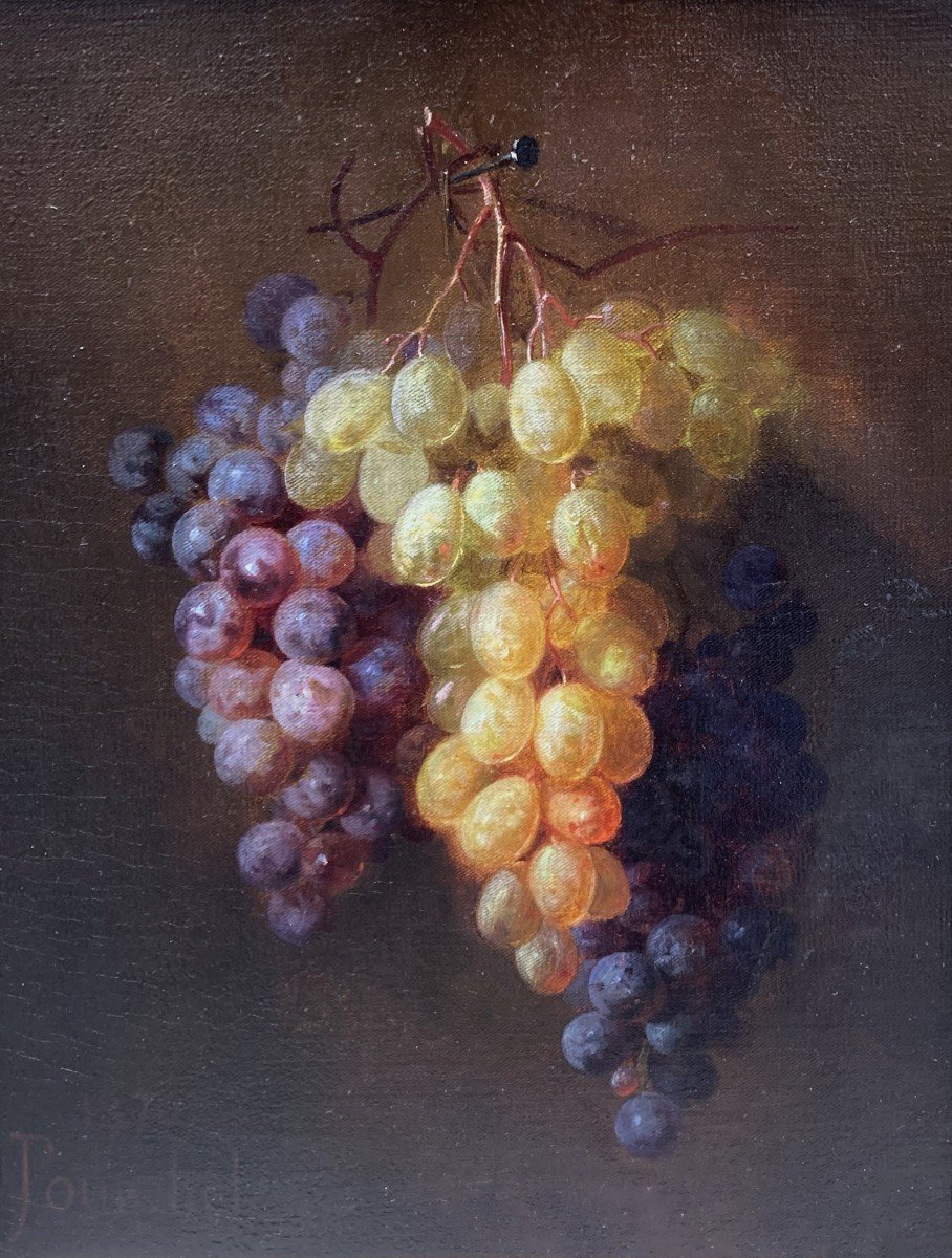 Pourchet Edouard (1839-1888) "grapes" Oil On Canvas, Signed, 19th Frame