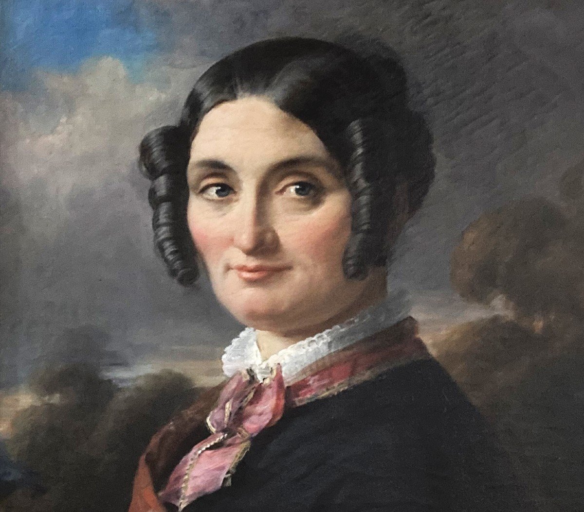 Colin Alexandre Marie (1798-1875) Friend Of Delacroix "portrait Of A Woman" Oil/canvas, Signed, Dated-photo-2