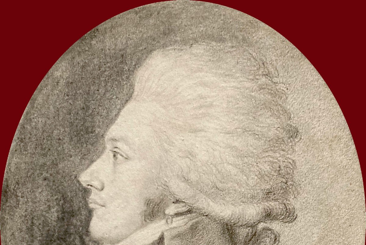Guerin Jean-urbain (1761-1836) "portrait Of Alexandre De Lameth" Drawing In Black Chalk-photo-2