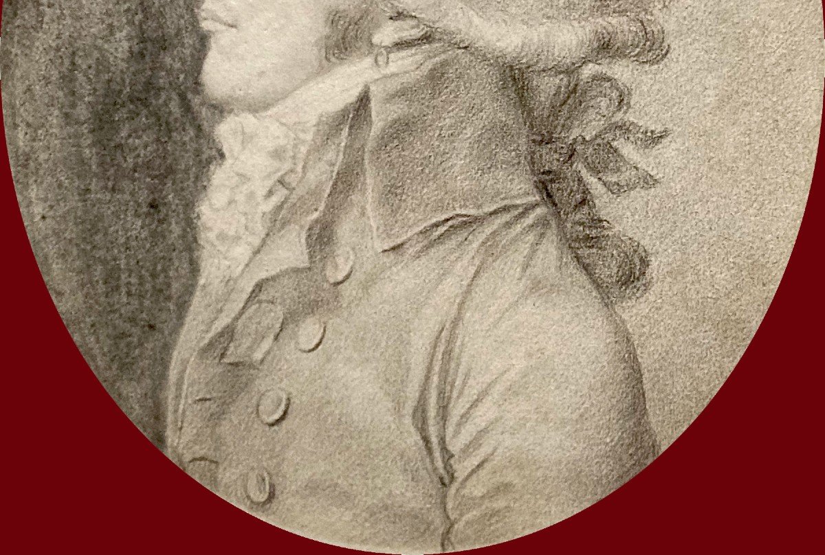 Guerin Jean-urbain (1761-1836) "portrait Of Alexandre De Lameth" Drawing In Black Chalk-photo-3