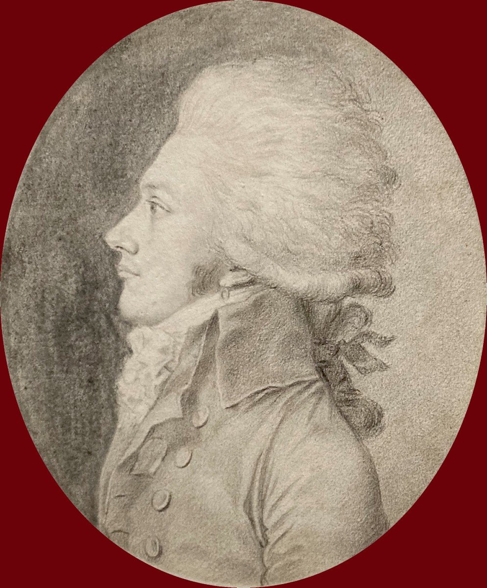 Guerin Jean-urbain (1761-1836) "portrait Of Alexandre De Lameth" Drawing In Black Chalk