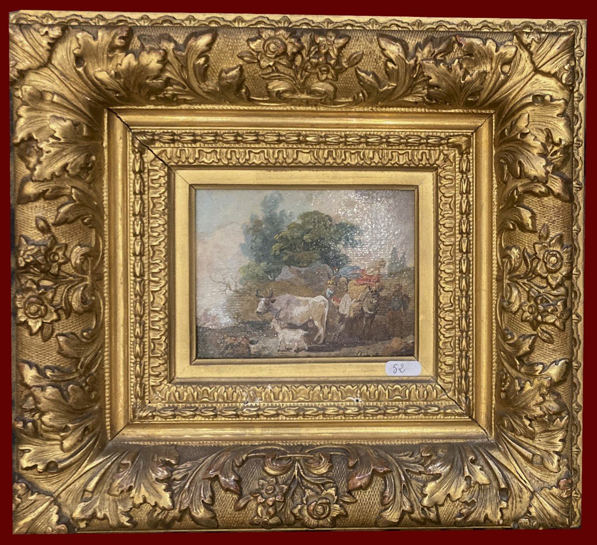 French School 18th "characters And Animals/characters And Architecture" Pair Of Oil Paintings
