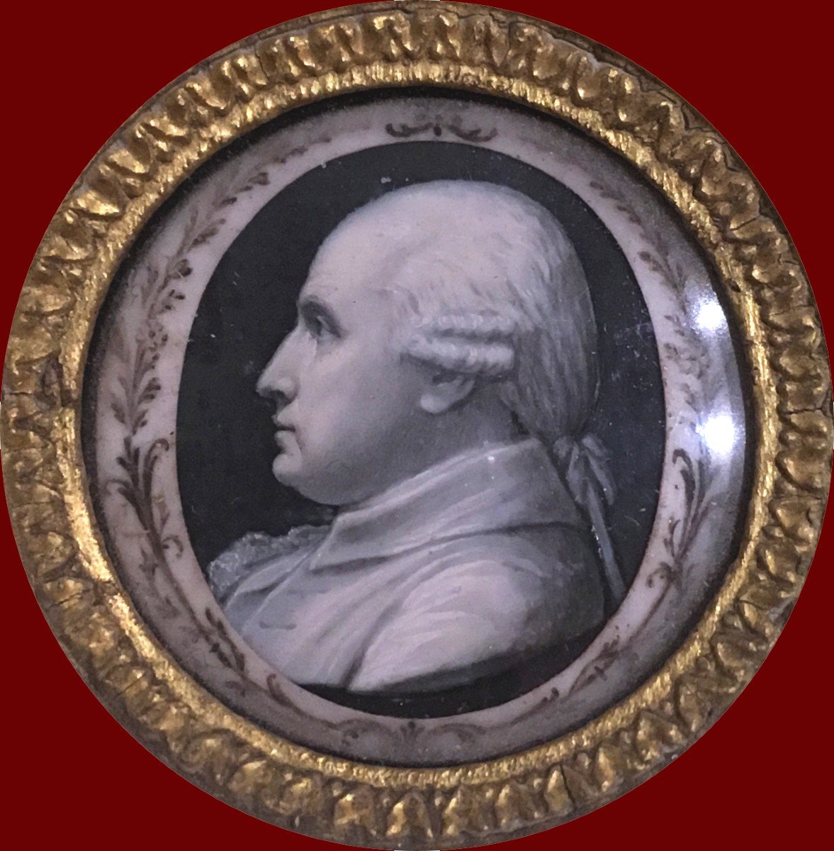 ECOLE FRANÇAISE VERS 1800 "Portrait d'homme" Gouache sur ivoire, Cadre vers 1800-photo-2