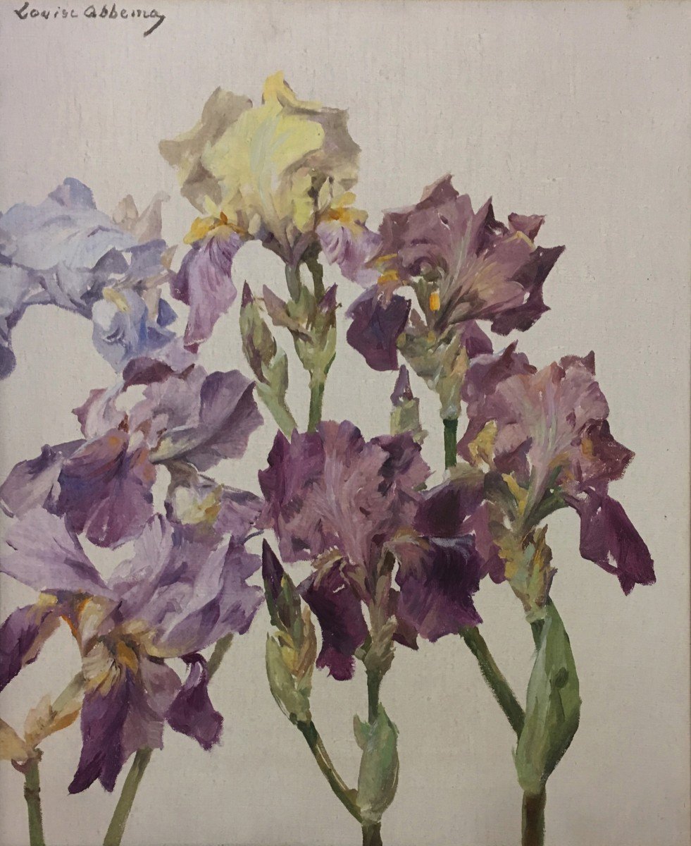 Abbema Louise (1853-1927) "still Life With Irises" Oil/canvas, Signed, Original Frame-photo-2