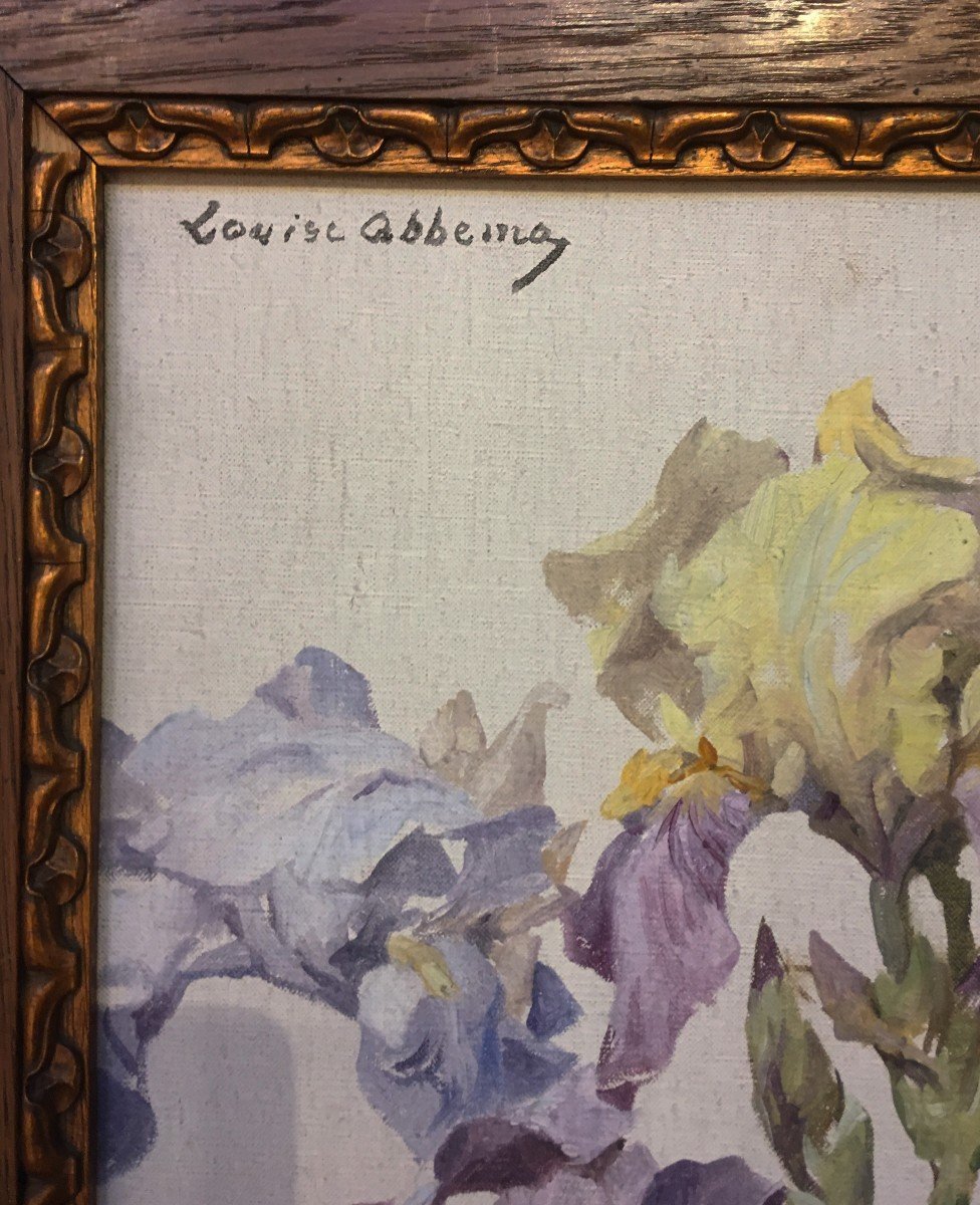 Abbema Louise (1853-1927) "still Life With Irises" Oil/canvas, Signed, Original Frame-photo-3