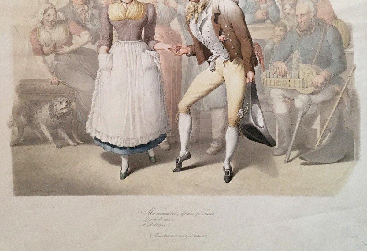 Opiz Georg Emanuel (1775-1841) "Scène galante" Aquarelle, Signé-photo-4