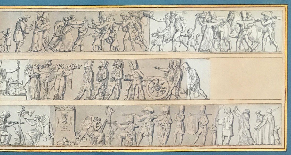 French School Circa 1800 "mythological Subjects And Scenes From The 1st Empire" Drawing, Pen And Wash-photo-2