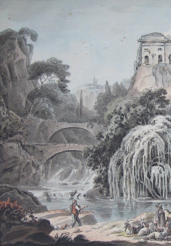 Baron BACLER D'ALBE Louis A. G. (1761-1824) "2 Paysages d'Italie" Paire de Dessins,Signés,Cadre-photo-3