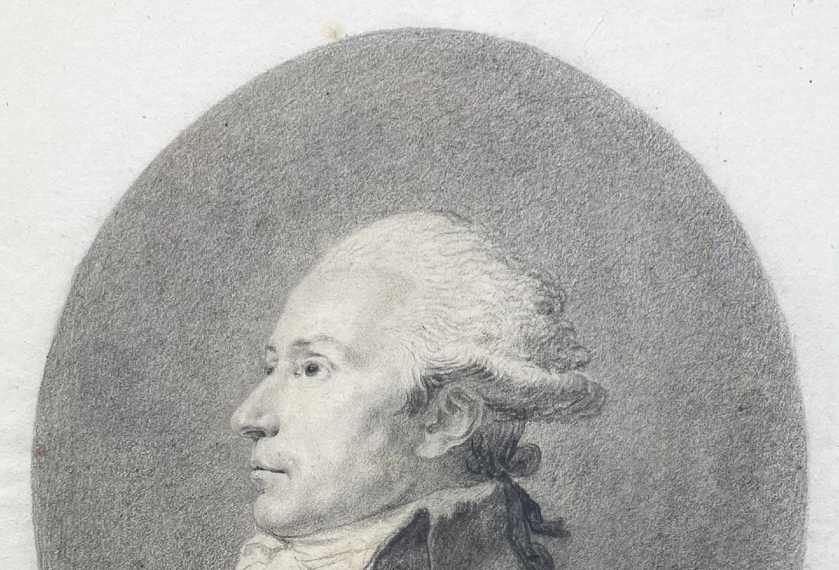 Guérin Jean-urbain (1761-1836)"portrait Of Pierre-victor Malouët" Drawing/black Chalk,annotated-photo-2