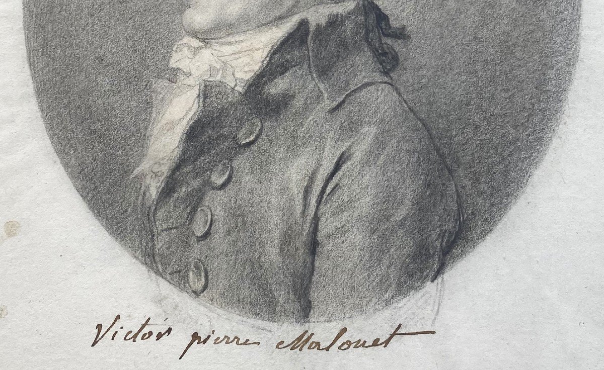 Guérin Jean-urbain (1761-1836)"portrait Of Pierre-victor Malouët" Drawing/black Chalk,annotated-photo-3