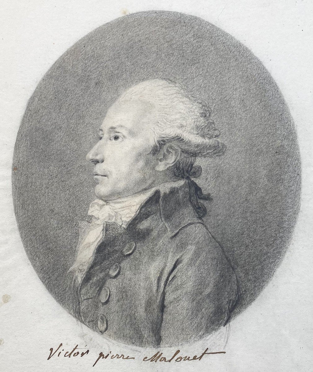 Guérin Jean-urbain (1761-1836)"portrait Of Pierre-victor Malouët" Drawing/black Chalk,annotated