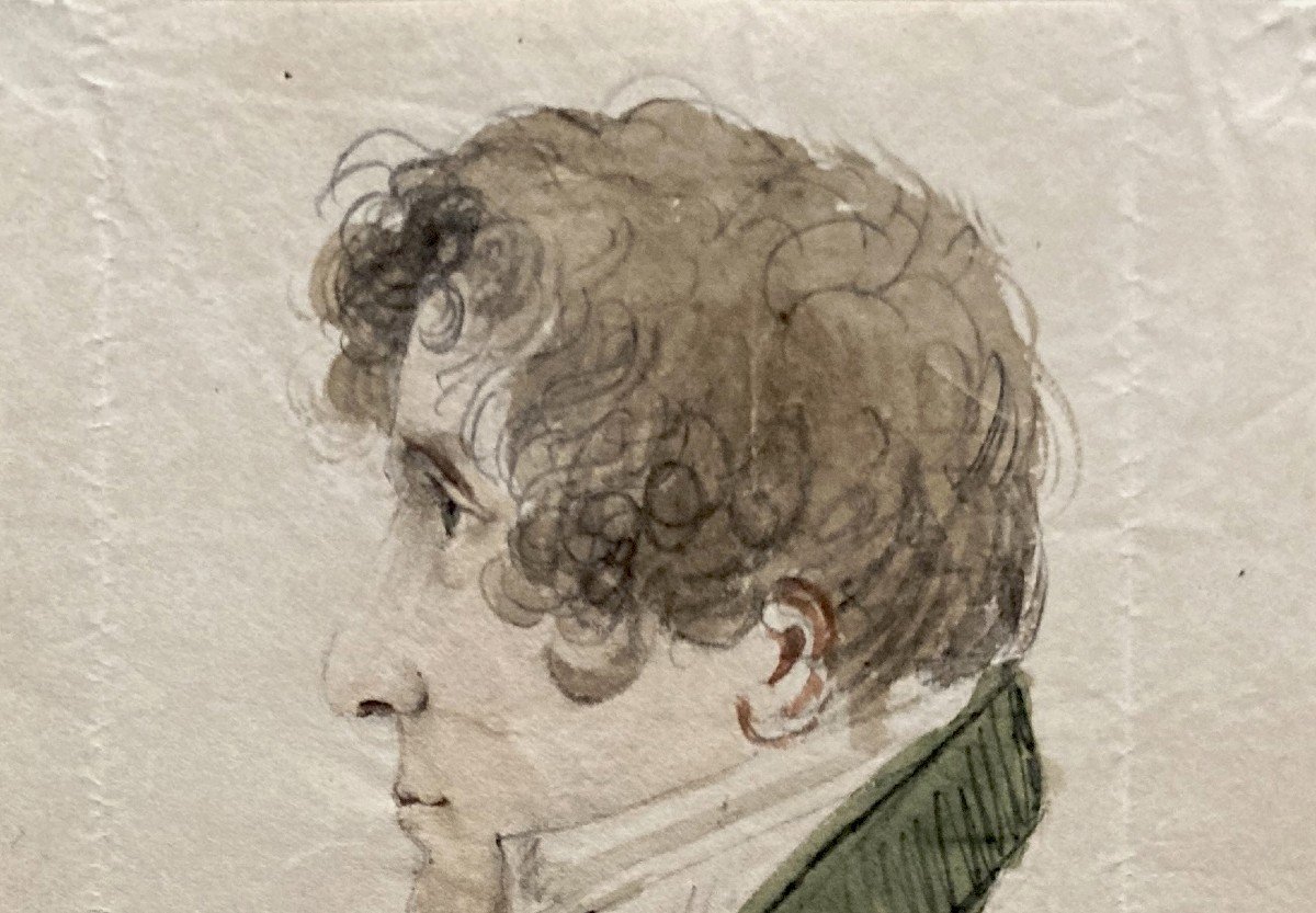 Girard Philippe De(1775-1845)"portrait Chevalierhenri De Girard"drawing/black Pencil,watercolor-photo-2