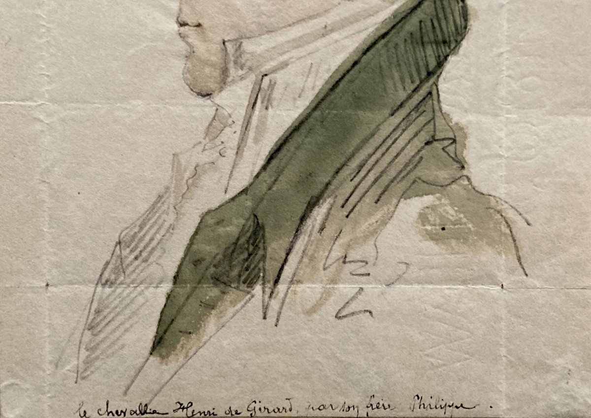 Girard Philippe De(1775-1845)"portrait Chevalierhenri De Girard"drawing/black Pencil,watercolor-photo-3
