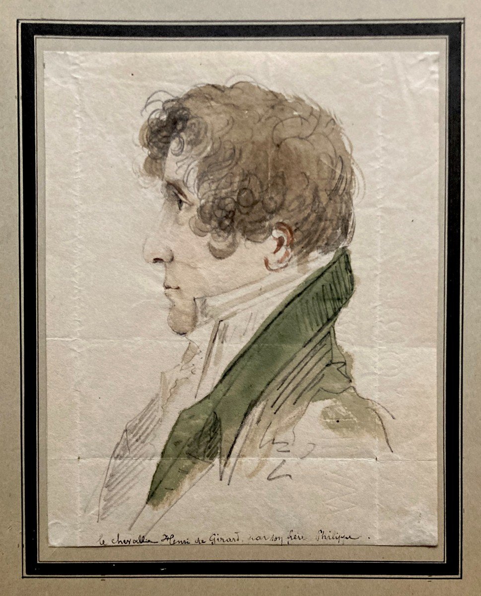 Girard Philippe De(1775-1845)"portrait Chevalierhenri De Girard"drawing/black Pencil,watercolor-photo-4