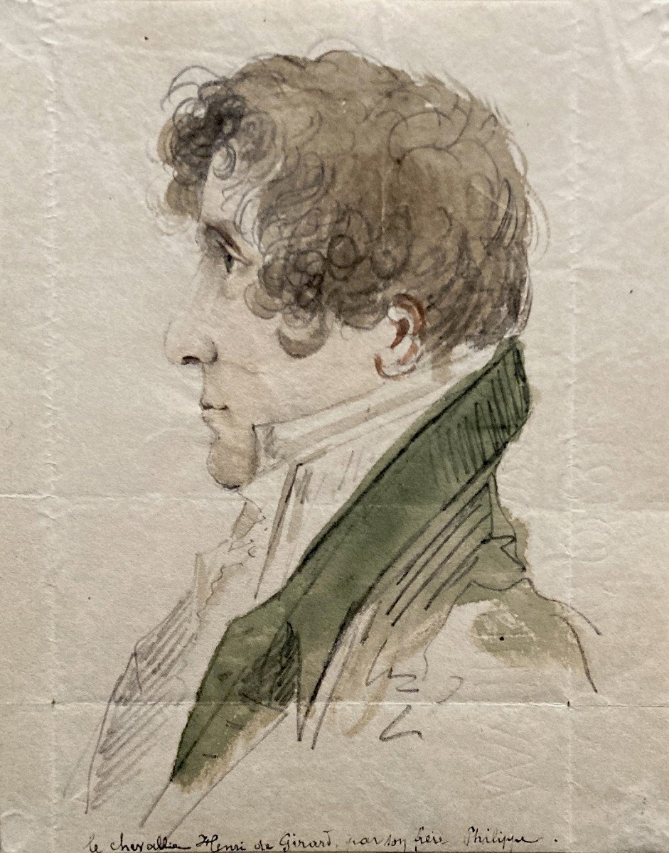 Girard Philippe De(1775-1845)"portrait Chevalierhenri De Girard"drawing/black Pencil,watercolor