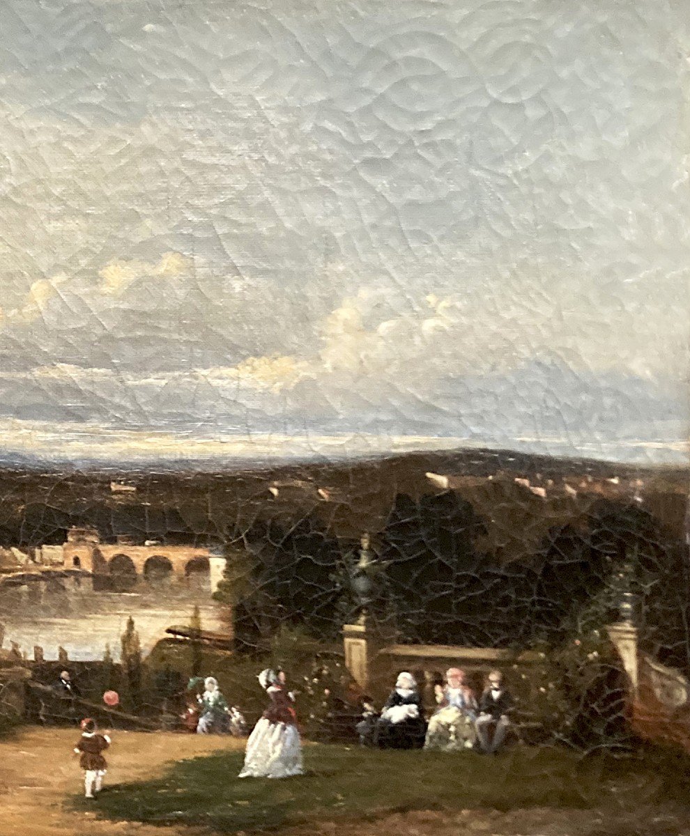 ECOLE FRANCAISE VERS 1830 "Vue du Parc de Saint-Cloud" Huile sur toile-photo-3