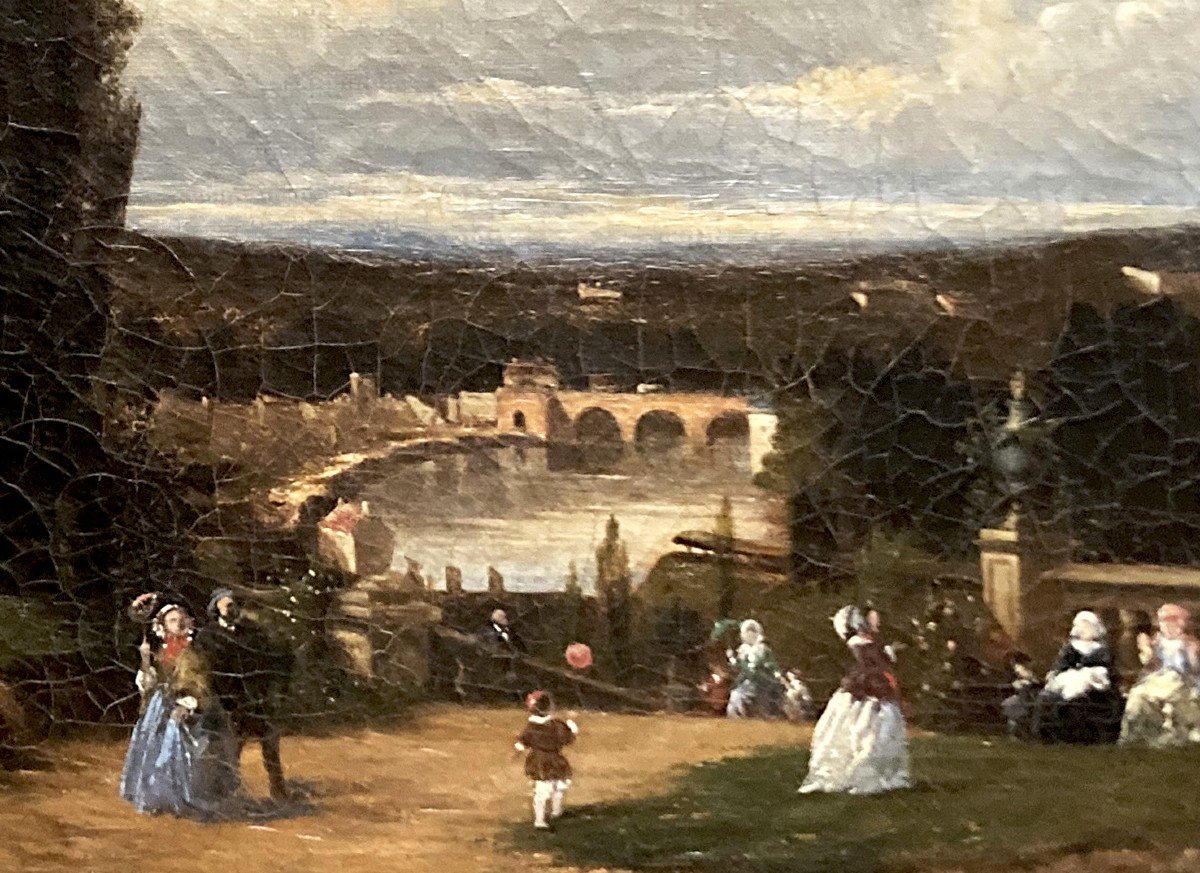 ECOLE FRANCAISE VERS 1830 "Vue du Parc de Saint-Cloud" Huile sur toile-photo-4