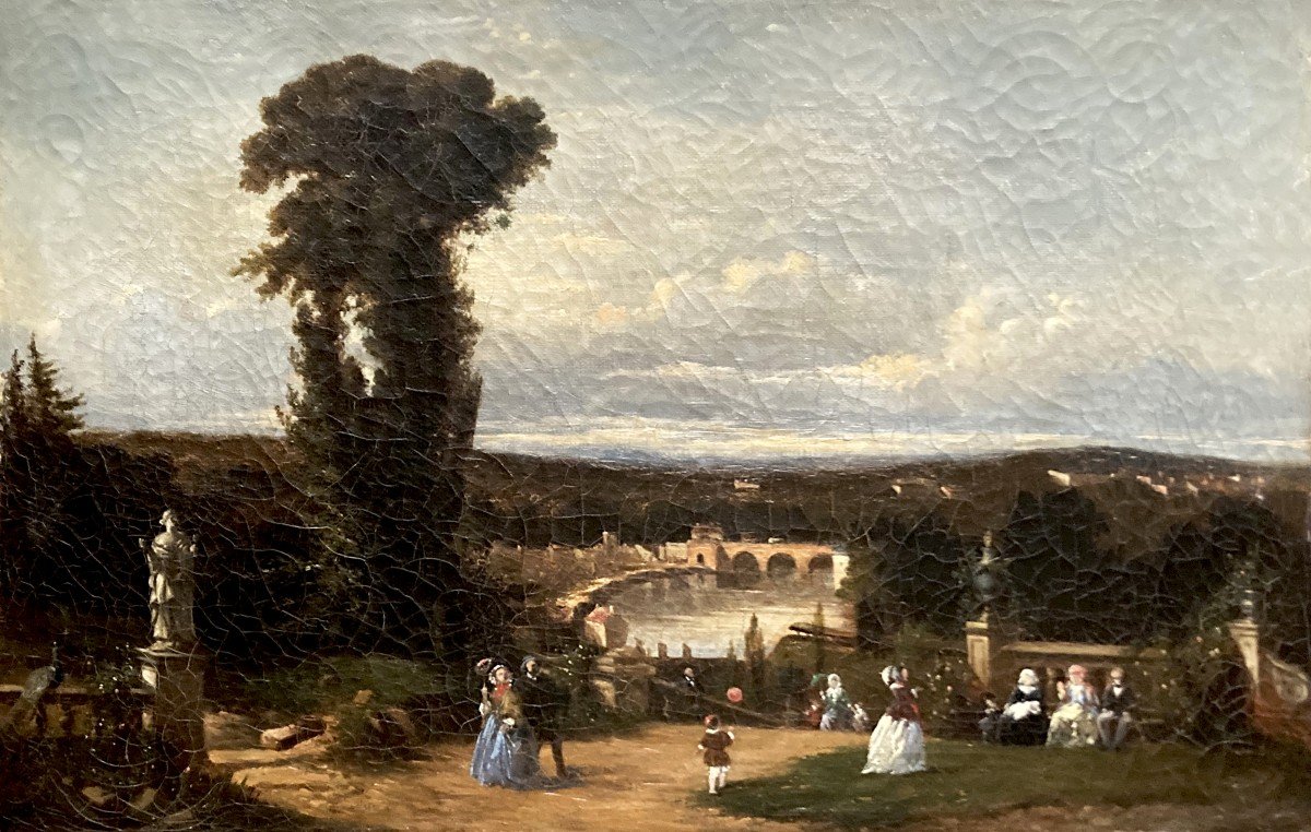 ECOLE FRANCAISE VERS 1830 "Vue du Parc de Saint-Cloud" Huile sur toile