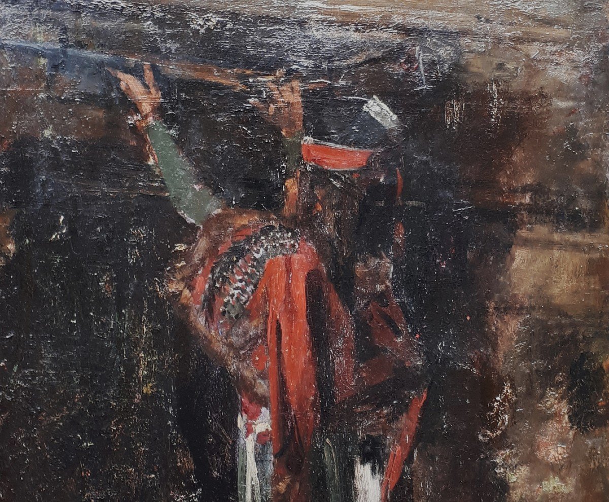 French School Circa 1830 "a Hussar" Oil On Panel-photo-3