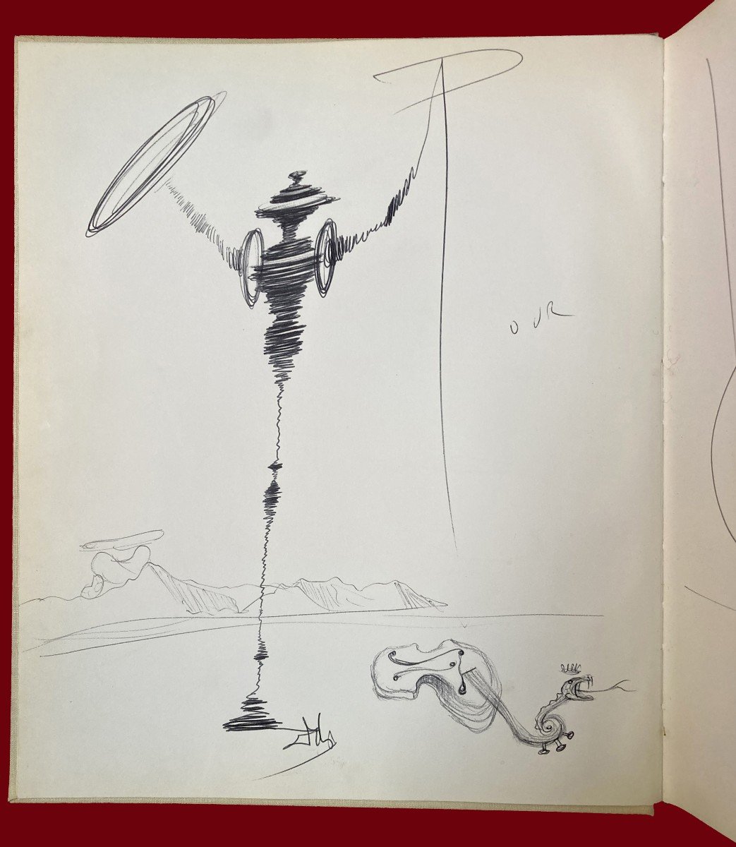 Dali Salvator (1904-1989) "don Quixote & The Serpent Violin" Original Drawing & Dedication/book-photo-3