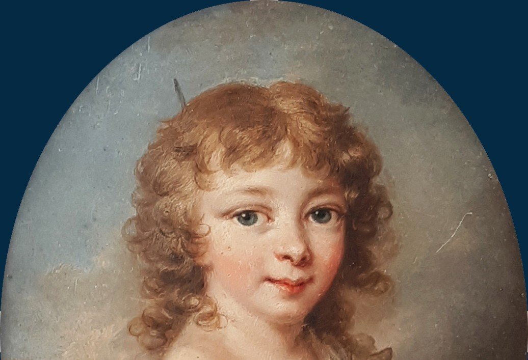 Tischbein Johann Friedrich August (1750-1812) Attributed To, "child With His Dove" Oil/ivory-photo-3