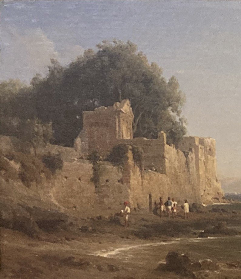 GIRARDET Karl (1813-1871) "Paysage italien avec le Vésuve" Huile sur toile, Signé, Cadre du 19e-photo-3