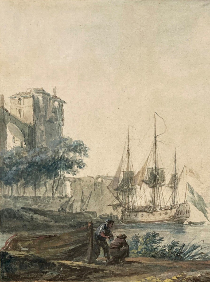 NOEL Alexandre Jean (1752-1834) "Marine" Gouache-photo-2