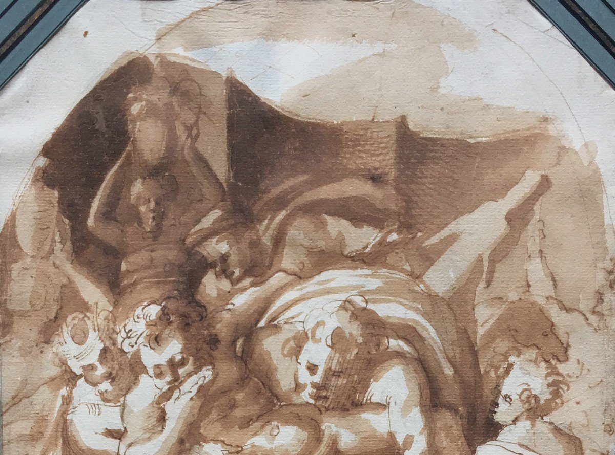 ECOLE ITALIENNE 16E SIECLE "Le Triomphe de Silène" Dessin, Plume et lavis brun-photo-2