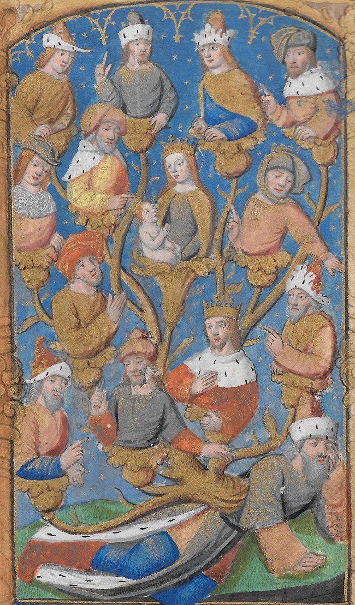 French School Early 16th Century "the Tree Of Jesse" Gouache/illumination On Parchment-photo-4