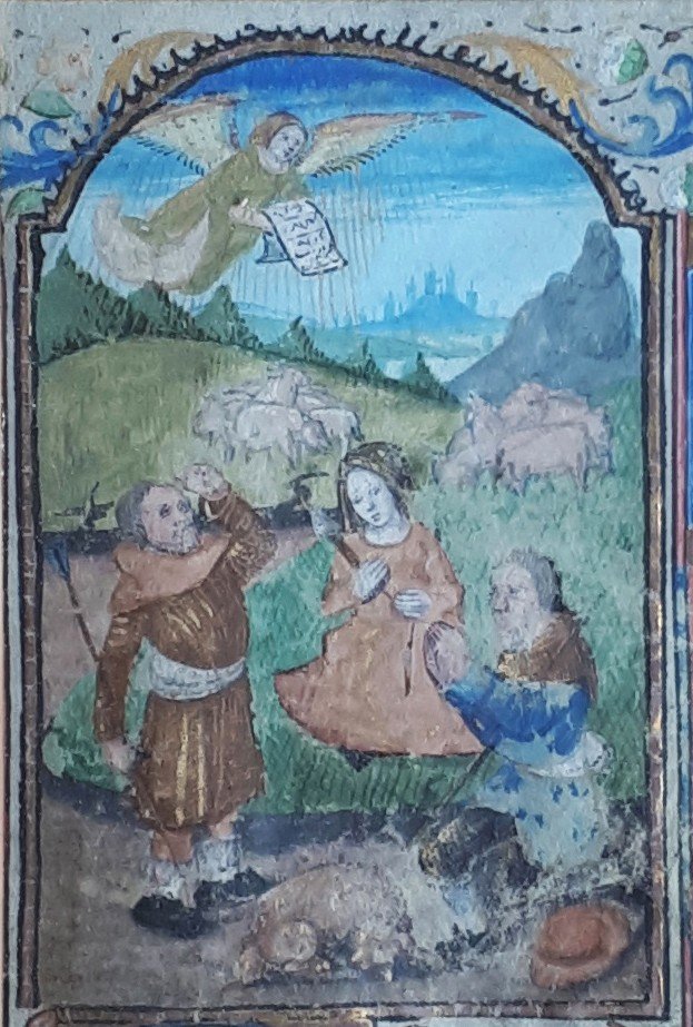 French School Circa 1480 "religious Scene N°3" Illumination/gouache, Gilded/vellum, 18th Frame-photo-3