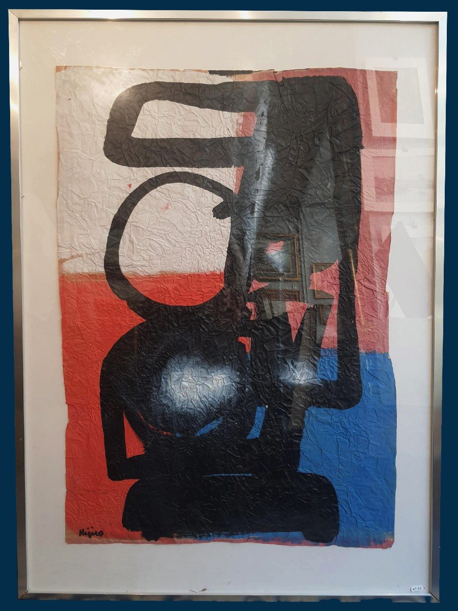 KIJNO Ladislas (1921-2012)"Composition Abstraite", Technique mixte/papier froissé, signé, Cadre-photo-2